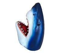 Trailrest Ocean Animal Figures Shark Head Decoration Creative Shark Head Resin Sculpture Decoration 3D Shark Head Statue Ornament Resin Shark Head for Living Room Wall Art Sculpture Decoration - 23 x