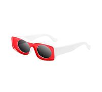 Trailrest Retro Rectangle Sunglasses for Women Men Polygonal Slim Fashion Cute Blue Light Glasses Men, red, One Size