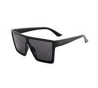 Trailrest Single Lens Summer Oversized Glasses Fashion Flat Shade Sunglasses Glasses Sunglasses Women Square Large, black, One Size