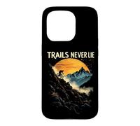 TRAILS NEVER LIE Mountain Biker Sunset Scene Case for iPhone 15 Pro