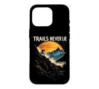 TRAILS NEVER LIE Mountain Biker Sunset Scene Case for iPhone 16 Pro