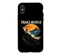 TRAILS NEVER LIE Mountain Biker Sunset Scene Case for iPhone X/XS
