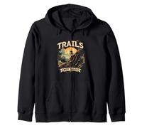 TRAILS NOT TALES Funny Mountain Biker Adventure Zip Hoodie