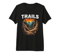 Trails NOT Tales Mountain Biker Sunset Scene Premium T-Shirt