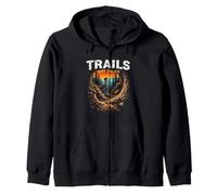 TRAILS NOT TALES Mountain Biker Sunset Scene Zip Hoodie