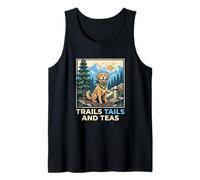 Trails Tails and Teas Mountain Hiker Dog Walker Tank Top