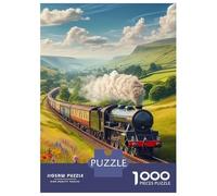 Train 1000 Pc Jigsaw Steam Train Countryside Field Sunny Sky Puzzle Stressful Workers Anxiety Relief Home Wall Art Cognitive Training 38x26cm/1000pcs