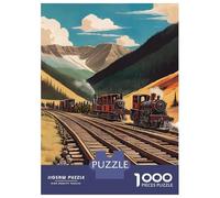 Train 1000 Pc Recycled Paper Jigsaw Train Desert Station Sunny Day Puzzle Adults Reusable Stress Relief Challenging Brain Teaser 38x26cm/1000pcs
