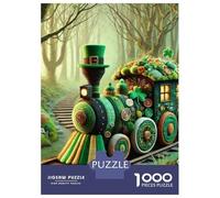 Train 1000 Pc Thickened Paper Jigsaw Green Steam Train Forest Railway Puzzle Adults Relaxation Hobby Engaging Brain Teaser 70x50cm/1000pcs