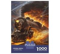 Train 1000 Piece Eco-Friendly Jigsaw Steam Train Fiery Explosion Railway Puzzle Adult Hobbyists Portable Mind Decompression Entertainment 70x50cm/1000pcs