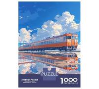 Train 1000 Piece Thickened Jigsaw Train Lake Reflection Blue Sky Puzzle Grown-Ups Easy Store Relaxation Hobby Engaging Brain Teaser 70x50cm/1000pcs
