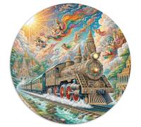 Train 1000 Pieces Jigsaws Stress Reliever Difficult Challenge for Adults & Kids Challenging Fantasy Round Family Game Gifts 1000pcs (67.5x67.5cm)