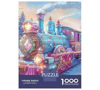 Train 1000 Pieces Thickened Jigsaw Colorful Fantasy Train Winter Snow Puzzle Grown-Ups Easy Store Relaxation Hobby Teaser 70x50cm/1000pcs