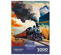 Train 1000 Pieces Thickened Jigsaw Steam Train Autumn Valley Track Puzzle Grown-Ups Easy Store Relaxation Hobby Teaser 70x50cm/1000pcs