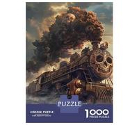 Train 1000 Pieces Thickened Paper Jigsaw Steam Train in Distant Green Forest Puzzle Adults Relaxation Hobby Engaging Brain Teaser Easy Store 38x26cm/1000pcs