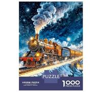 Train 1000 Pieces Thickened Paper Jigsaw Steam Train Snowy Storm Railway Puzzle Adults Relaxation Hobby Engaging Brain Teaser Easy Store 38x26cm/1000pcs