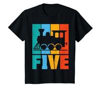 Train 5th Birthday Boy 5 Year Old Five Retro T-Shirt