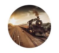 Train and Railway Printing Mouse Pad Round Mouse Pad Round Non-Slip Rubber Mousepads Desktop Notebook Mouse Mat with Stitched Edge for Working and Gaming