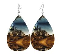Train And Railway Trendy Leather Teardrop Earring Lightweight Bohemian Earrings Set Jewelry Gift For Women Girl
