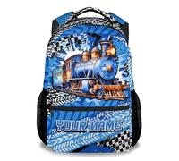 Train Backpack for Boys - Personalised Kids Rucksack with Name - 17" Lightweight Toddler School Bag for Nursery & Primary - Custom Bookbag for Back to School