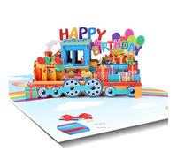 Train Birthday Card 3D Pop Up Funny Train Birthday Gift 3D Pop up Greeting Cards with Envelope Greeting Cards Perfect for Boys Girl Kids (Multicolors)