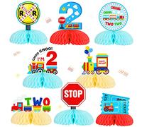Train Birthday Decorations for 2 Year Old, Railroad Train Crossing Theme Honeycomb Centerpieces for Tables, Chugga Chugga Two Two Train Party Supplies for 2nd Birthday