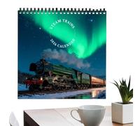 Train Calendar 2026 - Steam Railway Planner, Wall Hanging Schedule | 12 Month Paper Organizer Square 21cm Retro Design With Daily Planning Layout Suitable Home Study Room School Family Use