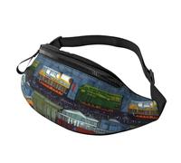train Cars Fanny Pack for Men Women, Waterproof Sports Waist Bag Fashion Belt Bag Crossbody Bags Hip Bum Bag with Adjustable Strap Large Sling Bag Purse for Travel Hiking