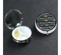 Train Cars Pill Box with Mirror 3 Compartment Decorative Pill Case for Purse or Pocket Small Round Pill Organizer Weekly Metal Medicine Tablet Vitamin Holder Travel Gift