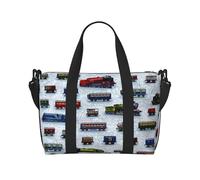 Train Cars Water-Resistant Crossbody Travel Bag, Large Carry-On with Adjustable Strap, Multi-Compartment Weekender for Gym, Travel, Outdoor