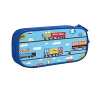 Train Cartoon Pencil Case for Boys Girls Cute Truck Large Pen Bag Desk Stationery Organizer Pencil Pouch for School Office Zippered Makeup Bag