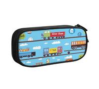 Train Cartoon Pencil Case for Boys Girls Cute Truck Large Pen Bag Desk Stationery Organizer Pencil Pouch for School Office Zippered Makeup Bag