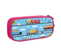 Train Cartoon Pencil Case for Boys Girls Cute Truck Large Pen Bag Desk Stationery Organizer Pencil Pouch for School Office Zippered Makeup Bag