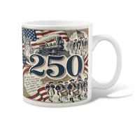 Train Ceramic Coffee Mug, Vintage Patriotic Freedom Soldiers Independence Red Novelty Tea Cup with Handle Ideal for Friendship Family Colleague Teachers Sweetheart Staff 11 Oz