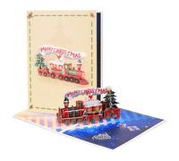 Train Christmas Cards, 3D Train Pop Up Card Surprise Gift On Christmas, New Year for Men, Women and Children Daughter Son Husband Wife