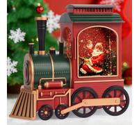 Train Christmas Snow Globe, Santa in Musical Train LED Glittering with 6H Timer Battery & USB Powered, Retro Style Holiday Glitter Globe for Xmas Home Decoration Holiday Party Gifts