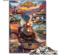 Train Collage 1000 Piece Jigsaw Puzzles for Adults & Teens, for And 14 Years And over Brainteaser Family Games Christmas Birthday Gifts (50x75cm)