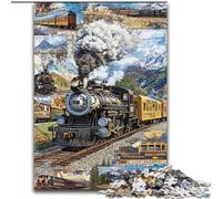 Train Collage Jigsaw Puzzles for Adults Teenagers Jigsaws Puzzle, Relax Games Is Ideal As A Gift for The Whole Family (26x38cm)
