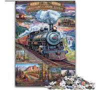 Train Collage Jigsaw Puzzles for Teenagers 1000 Pieces, Challenging Game And Family Play Educational Game for Birthday, Chrismas (26x38cm)