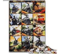 Train Collage Jigsaws 1000 Pieces for Adults, Challenging Game And Family Play Birthday Present, Gifts, Wall Art (26x38cm)