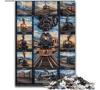 Train Collage Puzzles 1000 Pieces for Teenagers, Brain Intelligence Challenge Addictive Toys Birthday Gifts for Age 14+ (26x38cm)