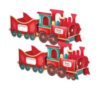 Train Decoration, Santa Express Train Gift Box, Gingerbread Presents Trains Decoration Set. for Family Christmas Decor, Under Tree, Mantel, Party Table Decor (A, 2PCS)