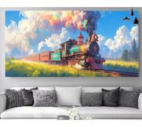 Train Diamond Art Colorful Diamond Painting XXL 16x32inch, 2025 New DIY Crystal Art kits for Adults,5D Full Square Drill Rhinestone Embroidery Canvas Crafts Gem Painting, Decoration Gifts Z-P445