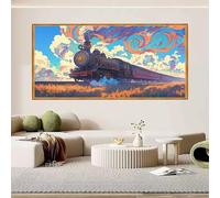 Train Diamond Art, Diamond Painting Kits for Adults Color, 5D DIY Crystal Art Kit Craft Kits for Adults UK, Cross Stitch Arts Crafts Embroidery Canvas Picture Kit for Decor Gifts 22x52 inch O-201X