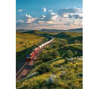 Train Diamond Art Kits Adults, 5D Diamond Painting Landscape, DIY Full Drill Cross Stitch Embroidery Crystal Art Kits, Crafts for Adults, Paintings for Room Decor, Gifts for Women 40x52 inch 1-5117