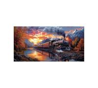 Train Diamond Art Kits Adults with Diamond Art Accessories, 5D DIY Crystal Gem Crafts Kits for Kids, Snow Mountain Rhinestones Paint by Numbers on Canvas 28x56 in Wall Artwork for Room Decor 2509-6312