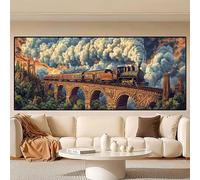 Train Diamond Art Painting, 5D Retro Diamond Painting kit, Large 180x90cm/36x71in Dimond Art for Adults, DIY Crystal Art Gem Embroidery Crafts kits, Hobbies for Adults Women, Home Wall Decor 0R-258