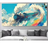 Train Diamond Painting Abstract Diamond Art Kits Adults XXL 16x32inch, 2026 New DIY Adult Crafts Gem Art for Beginners,5D Full Drill Square Rhinestone Embroidery Cross Stitch Crystal Painting Z-P448