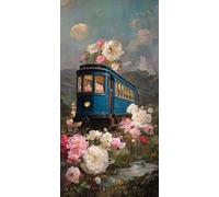 Train Diamond painting Kit with Complete set of Diamond Art Accessories, 5D DIY Full Drill Embroidery Kit, Flower Diamante Gems Canvas Wall Art Crafts for Adults, Room Decor Gifts 12 x 24Inch DZSH4203