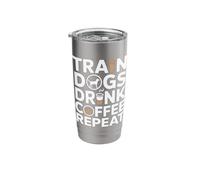 Train Dogs Drink Coffee Repeat Dog Trainer Stainless Steel Insulated Tumbler